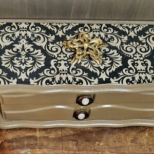 Elegant Black and Cream Storage Box~ Jewelry Box